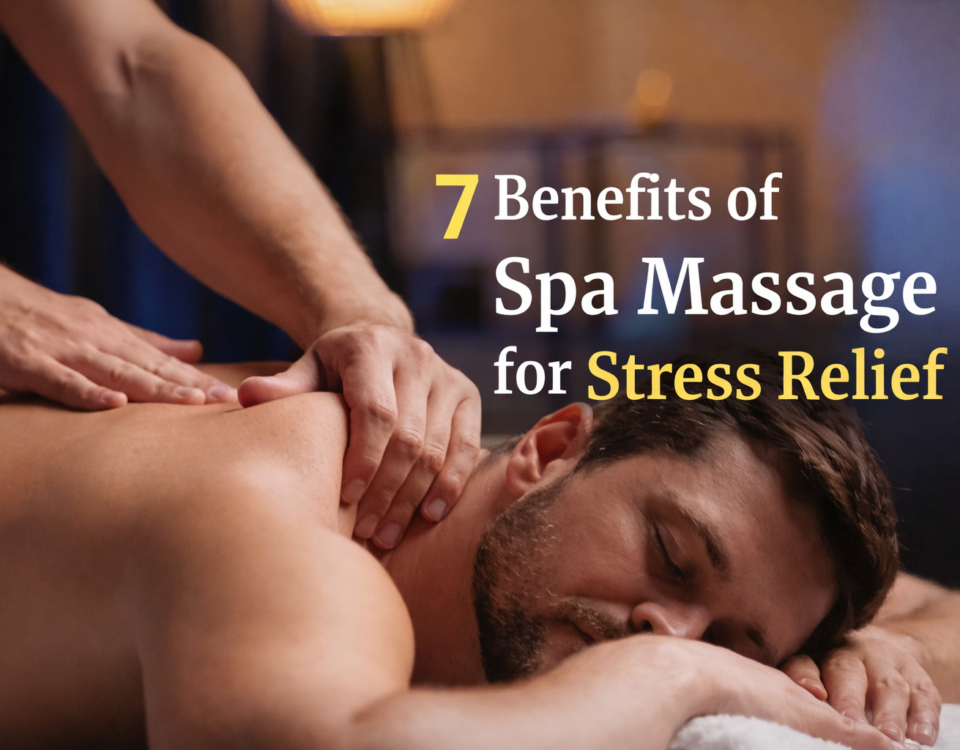 Woman enjoying relaxing spa massage therapy for stress relief
